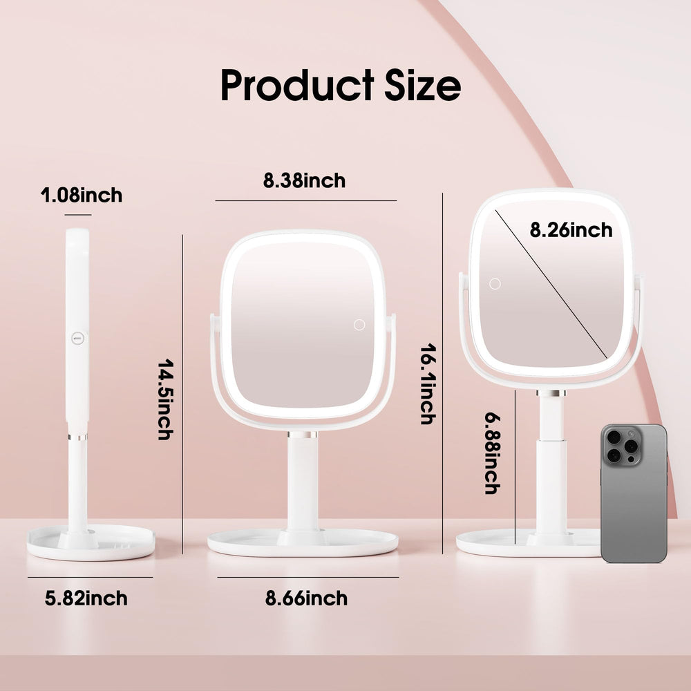 Miroir Horyliin 1x avec lumière pour vue d’ensemble lors du maquillage.