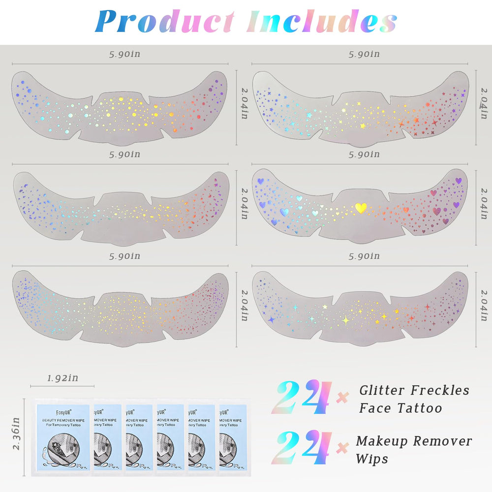 Hosaily application facile des taches glitter sur le visage.