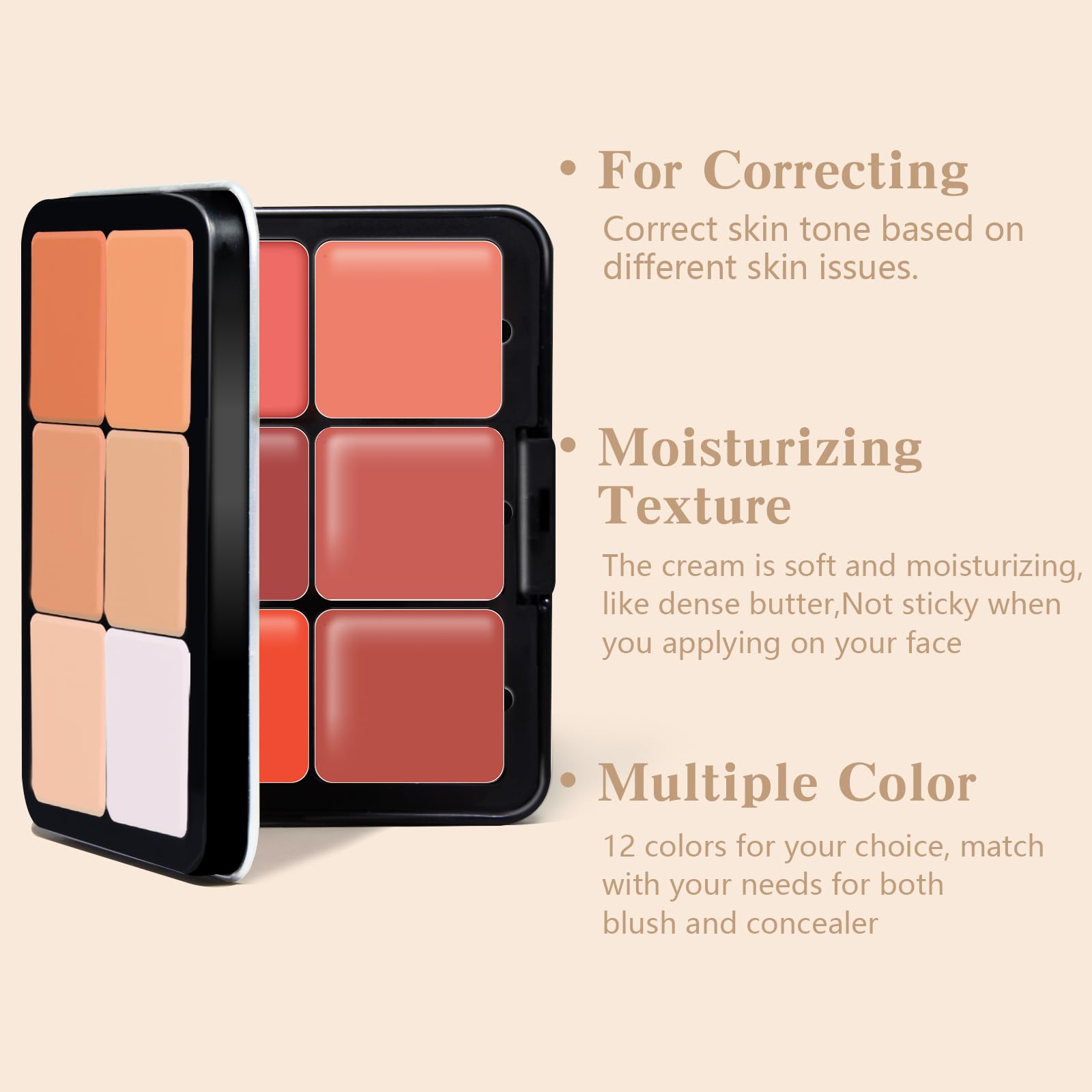 HOSAILY correcteurs crème et blush en nuances variées pour corriger et illuminer la peau.