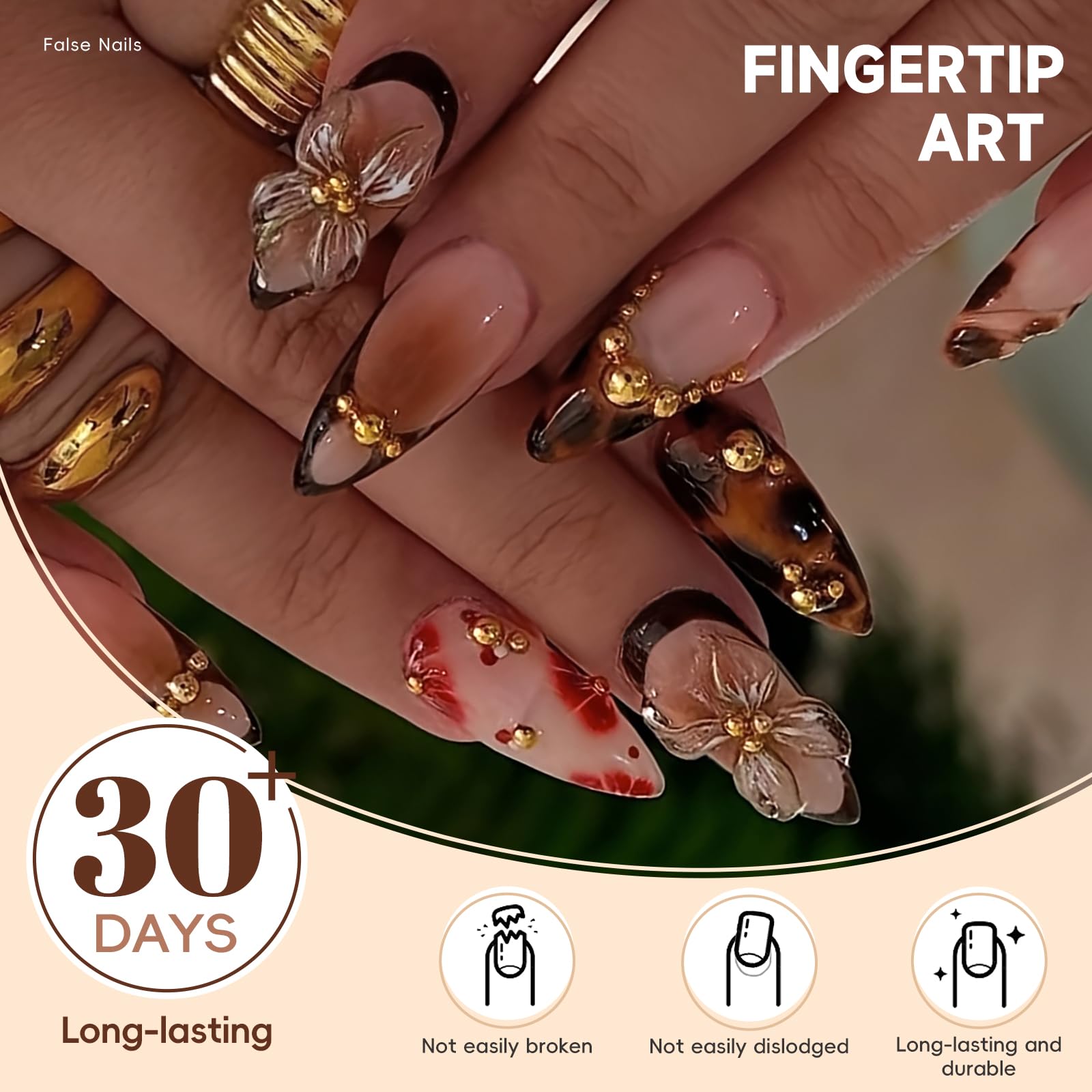 Ensemble Hosaily 24 ongles à poser, solution complète prête à l’emploi.