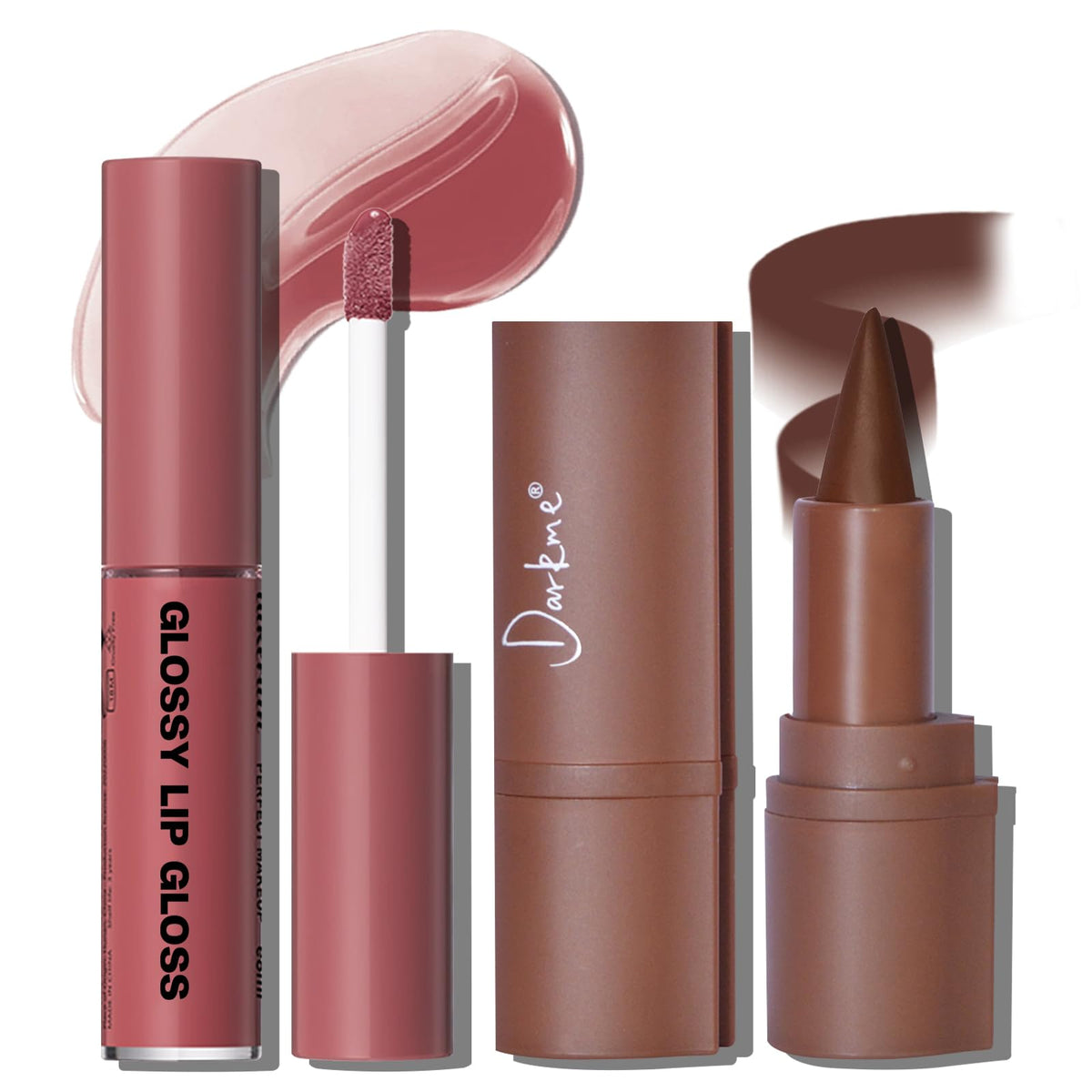 HOSAILY ensemble lèvres brun foncé avec crayon et brillant à lèvres pour un contour net.
