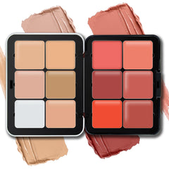 Palette HOSAILY de 12 teintes crème pour blush et correcteur, prête pour un teint homogène.
