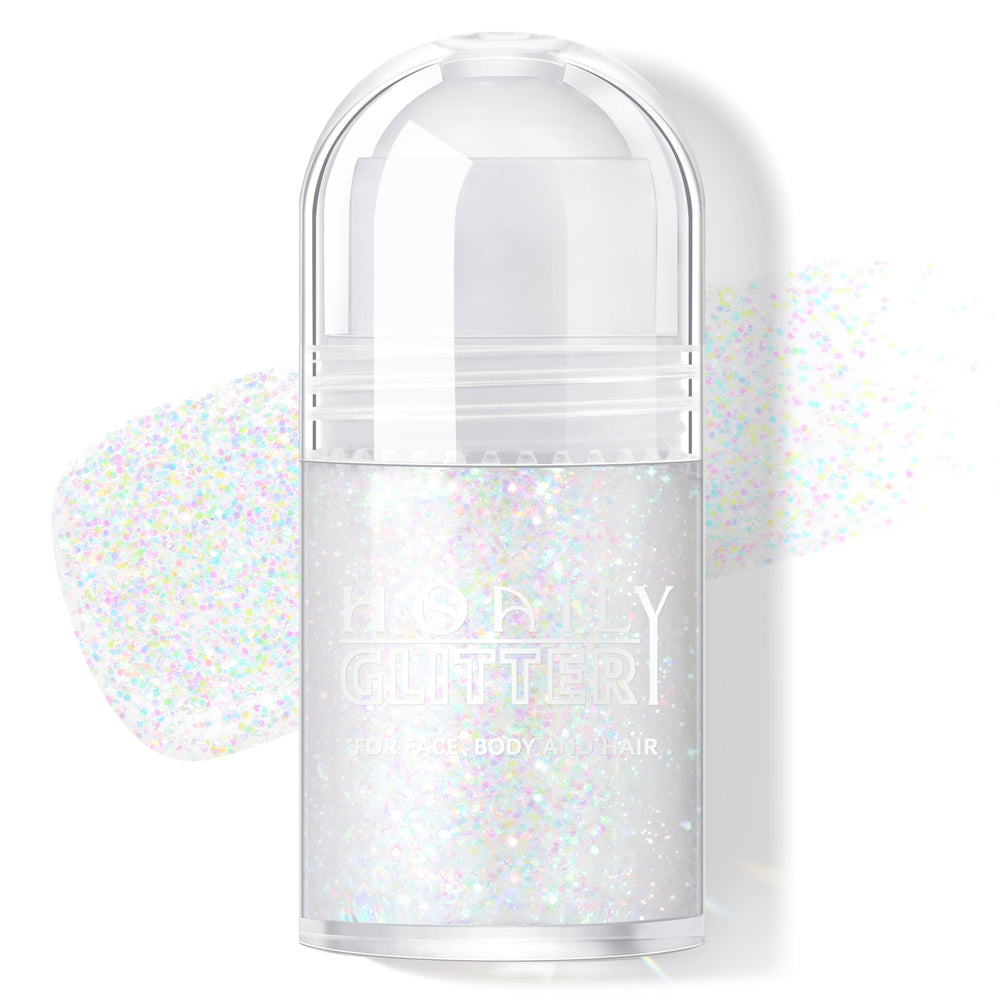 HOSAILY Roll-on paillettes holographiques pour visage et corps, effet irisé portable