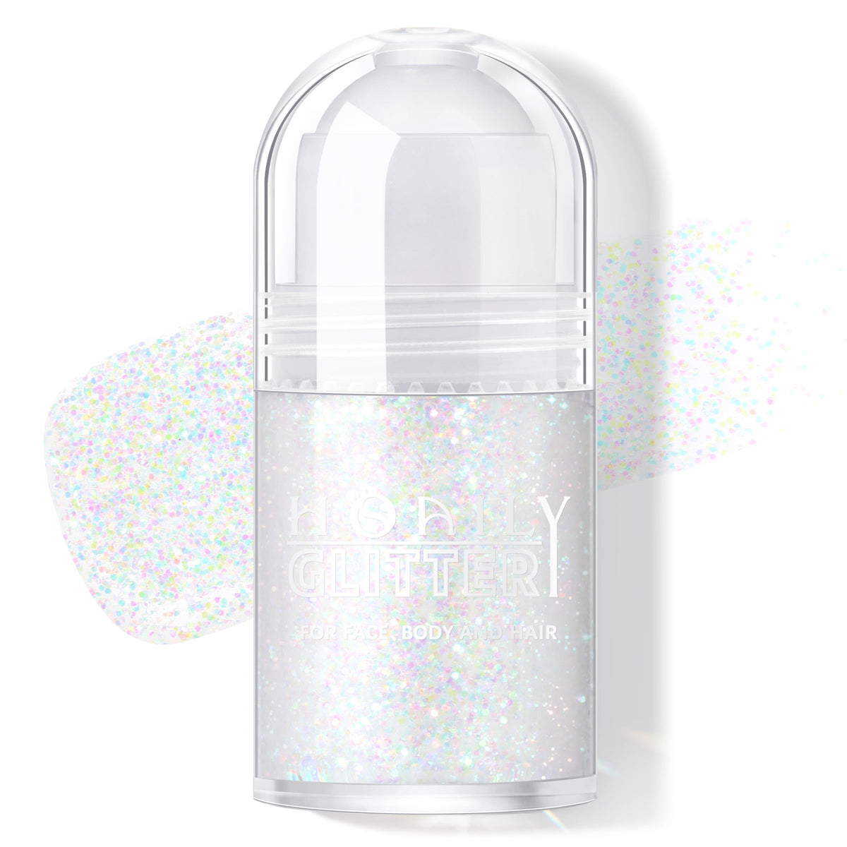 HOSAILY Roll-on paillettes holographiques pour visage et corps, effet irisé portable