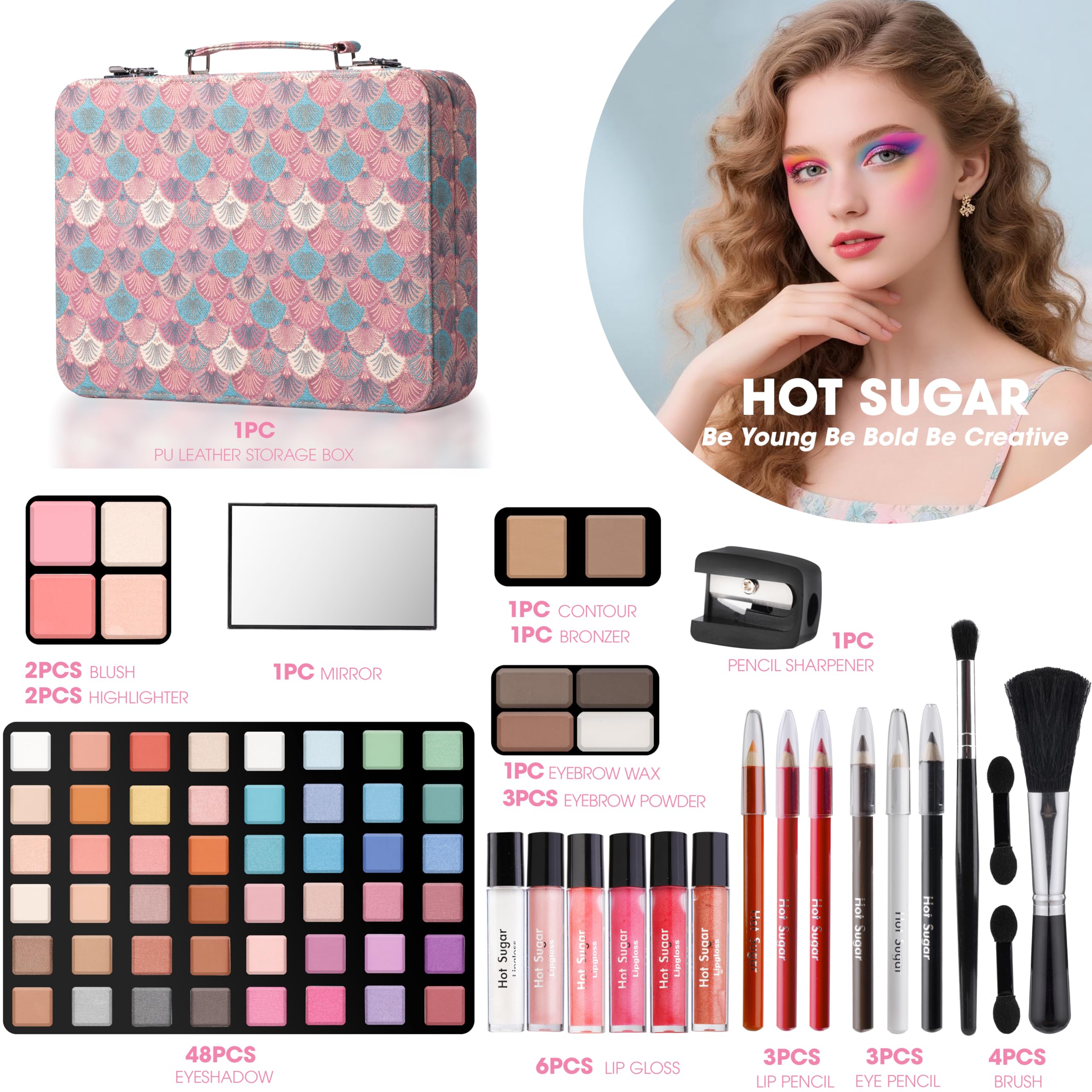 Palette ombres à paupières Hot Sugar 48 teintes pour créer des looks variés.