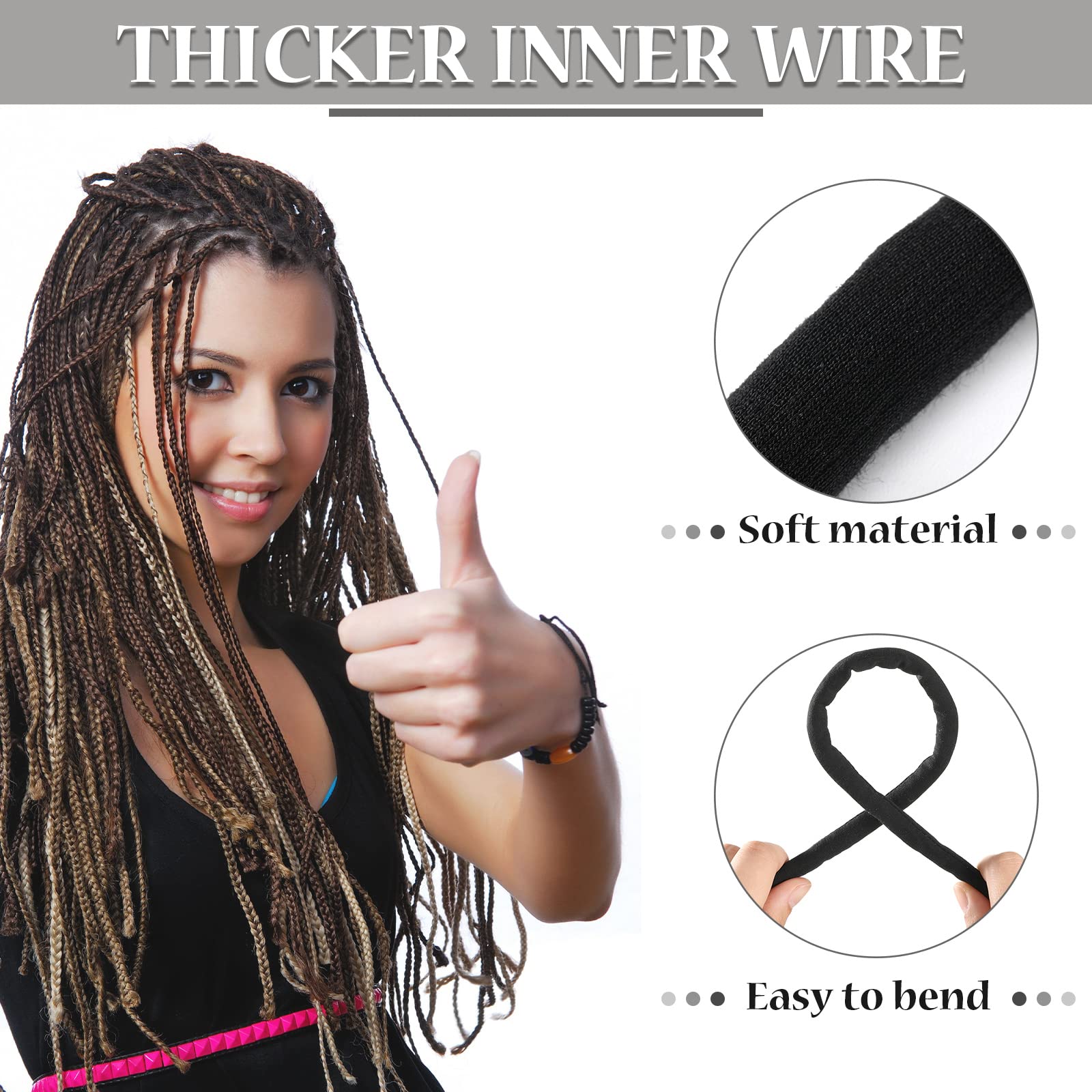 Hoteam bande d'attaches cheveux spiral pliable, idéale pour tresses simples.