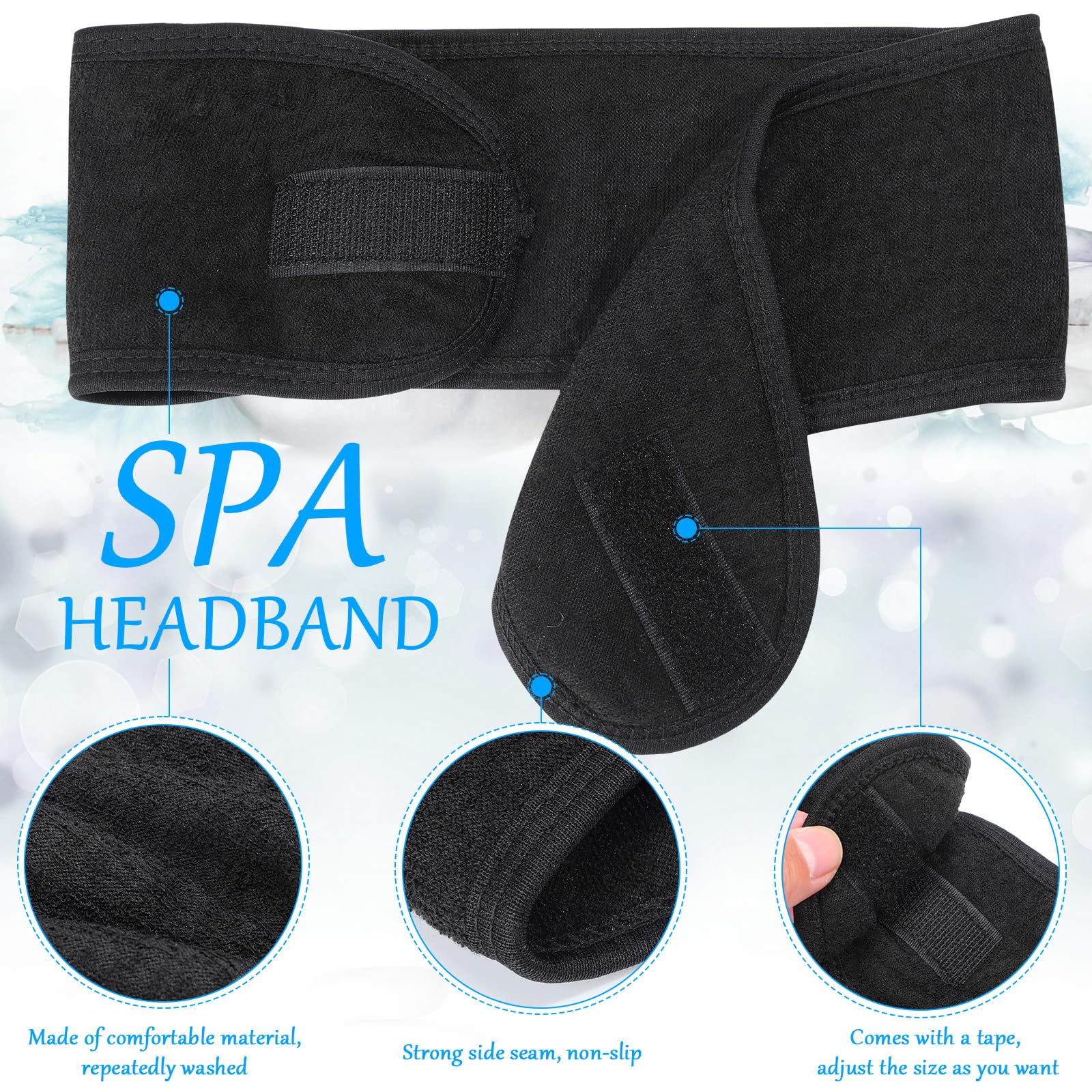 Bandeau spa Hoteam garde les cheveux loin du visage pendant le lavage.