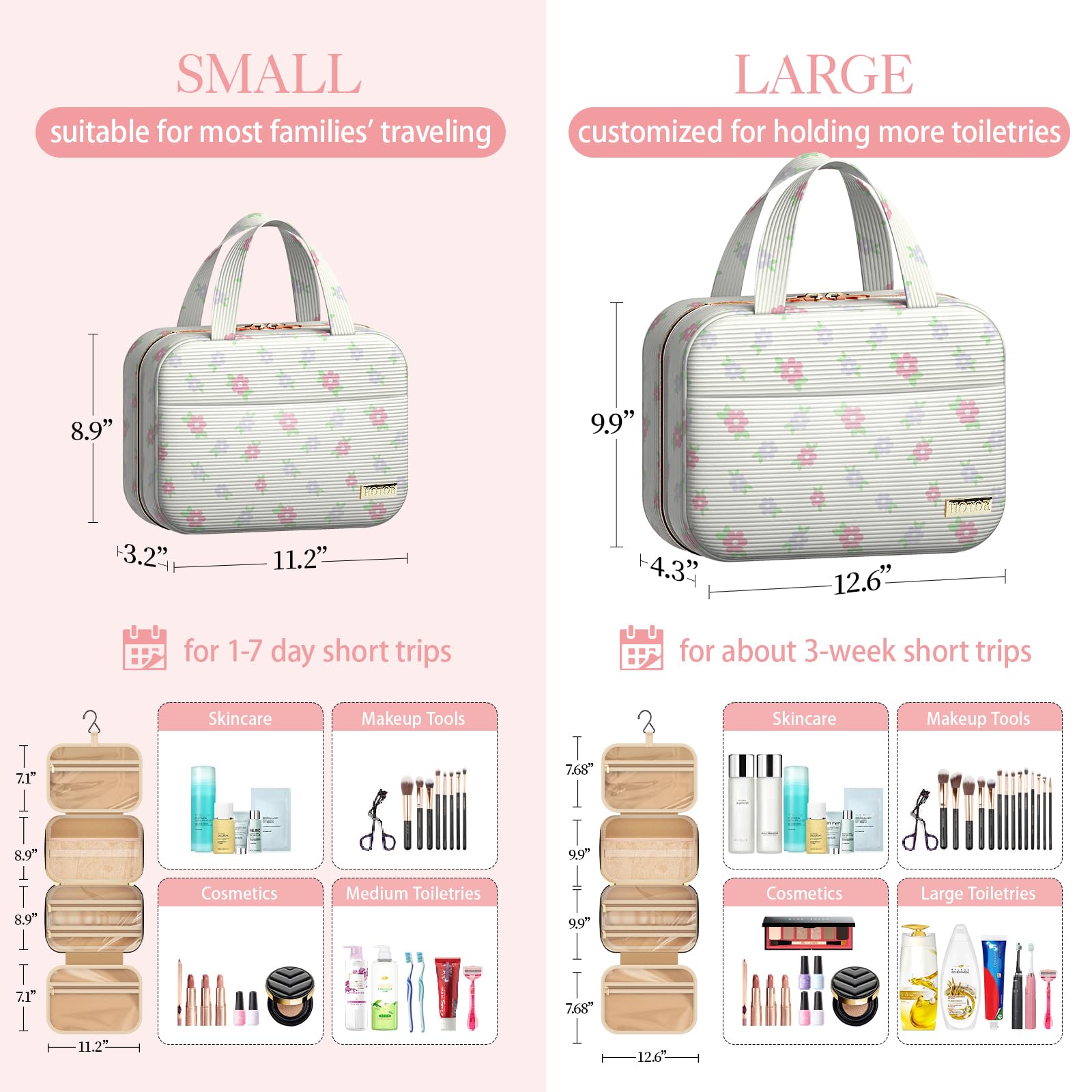 HOTOR sac-de-toilette voyage compartimenté, idéal pour organiser les produits en déplacement.