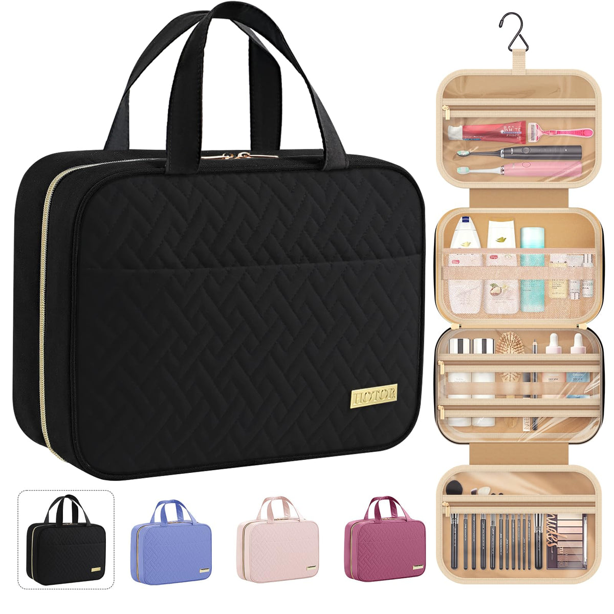 Sac HOTOR de toilette suspendu pour gagner de l'espace en voyage.