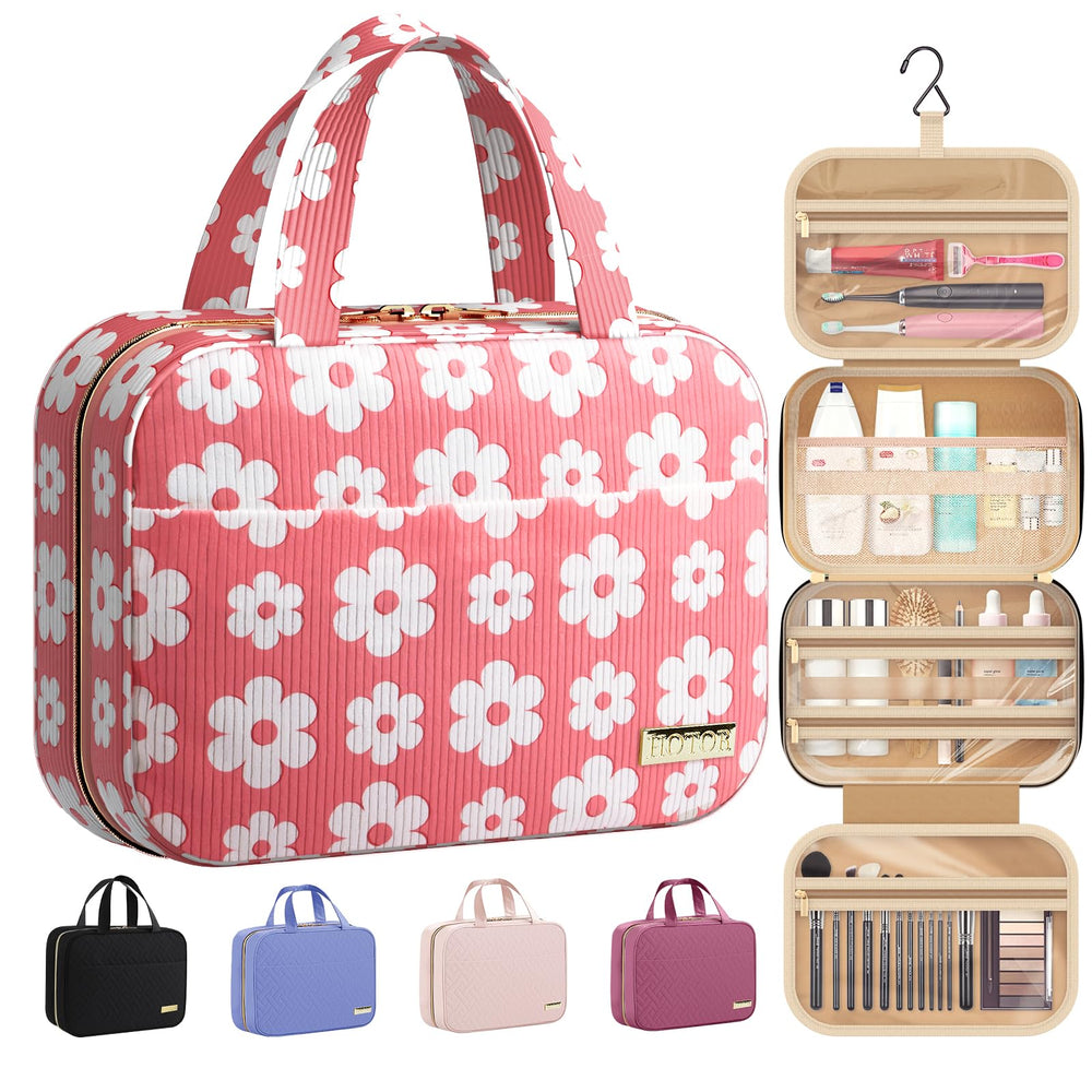 Trousse de toilette HOTOR ouverte, rangement spacieux pour voyage et maquillage