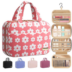 Trousse de toilette HOTOR ouverte, rangement spacieux pour voyage et maquillage