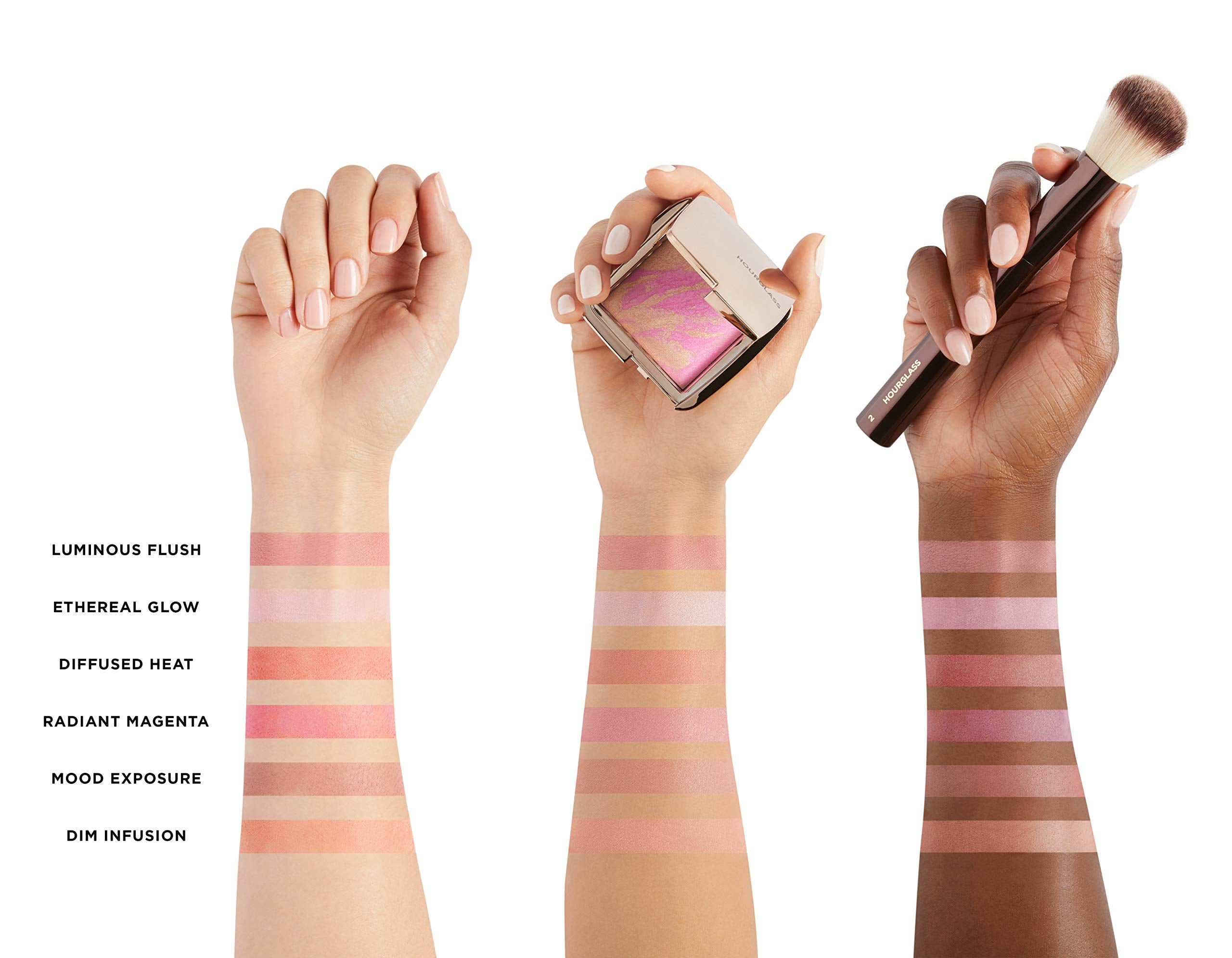 Hourglass application sur les joues — rendu léger et modulable.
