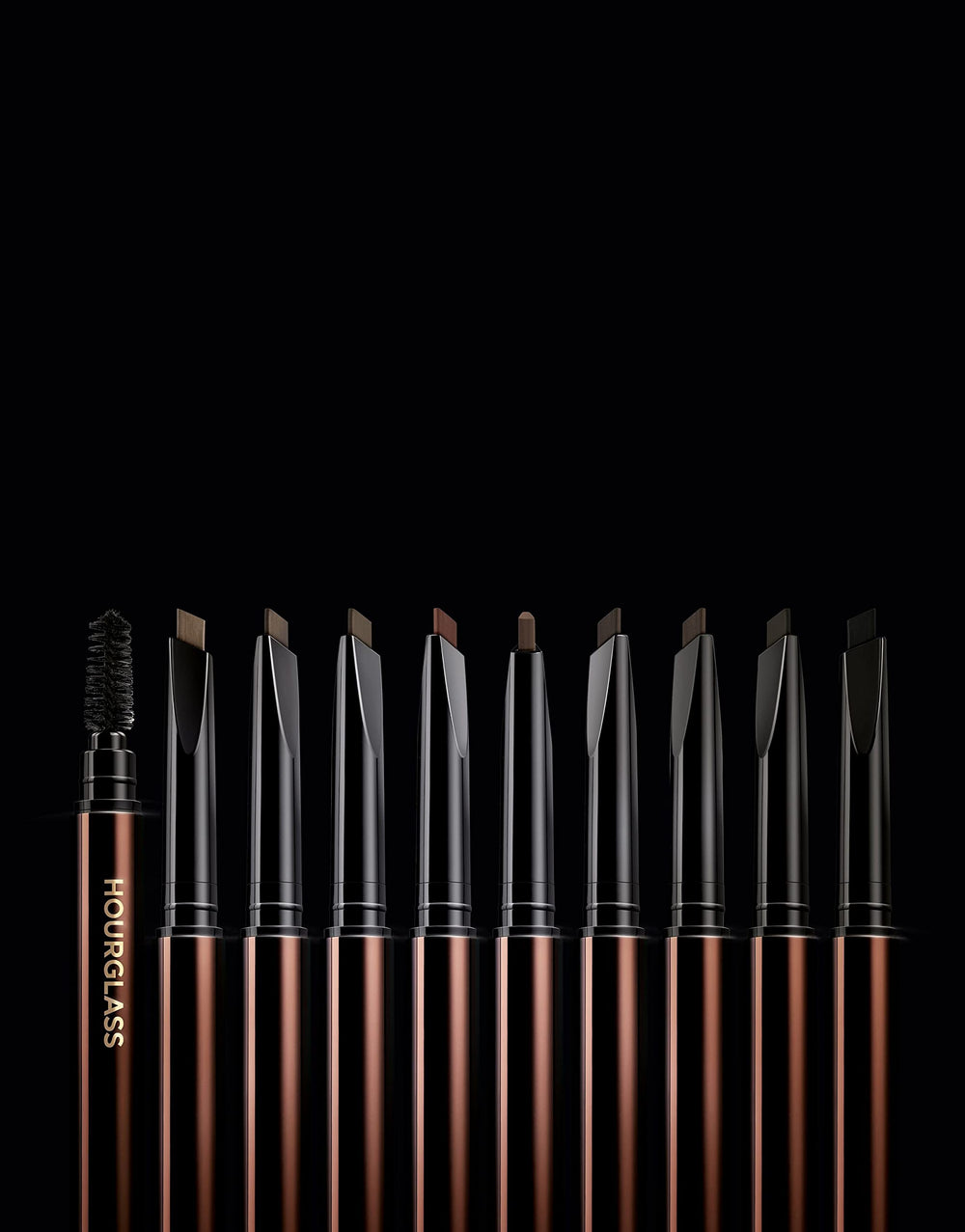 Hourglass brosse-coiffage intégrée pour estomper et modeler les sourcils