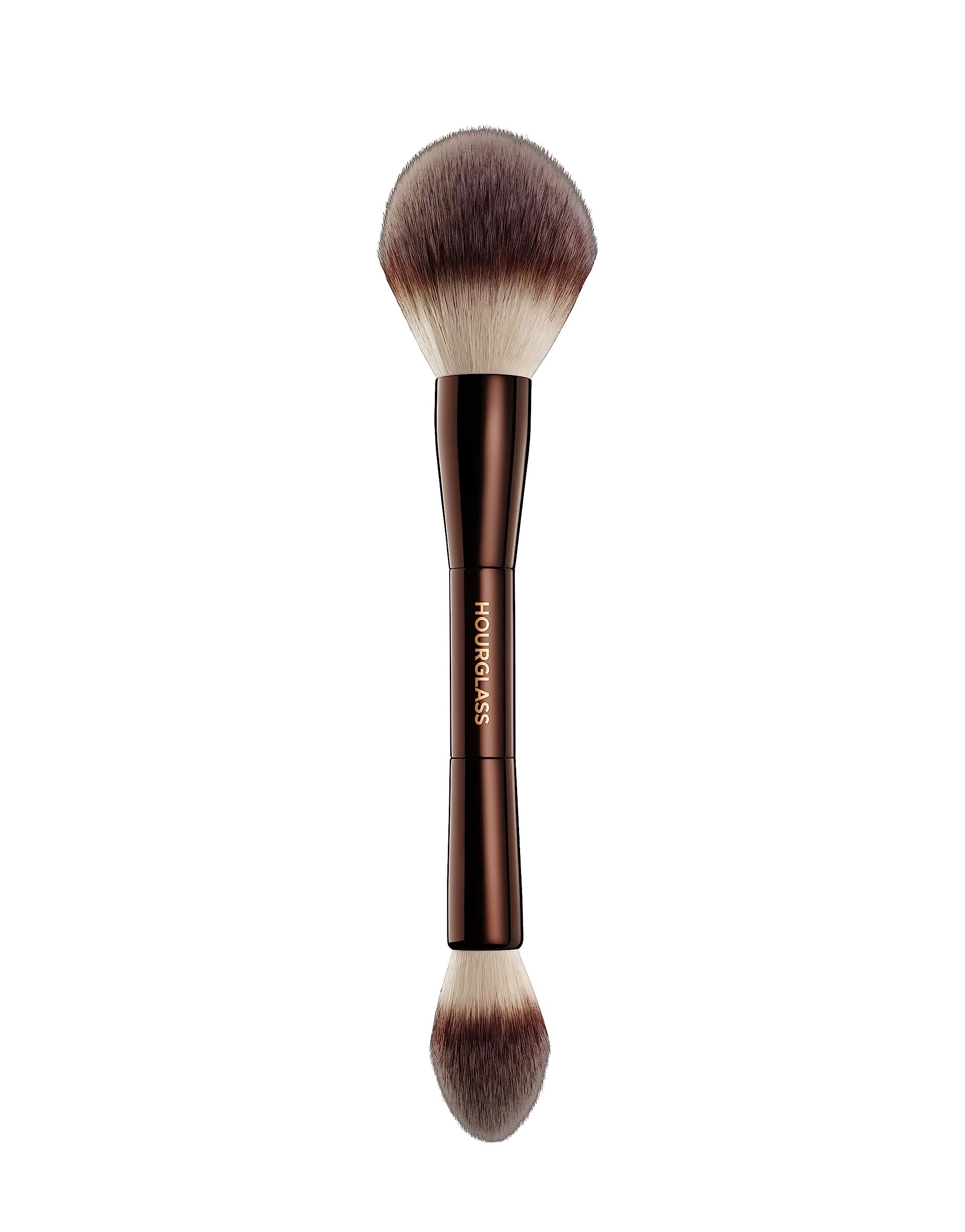 Hourglass Veil Powder – brosse double-face: application précise et finition lisse pour un teint uniforme.