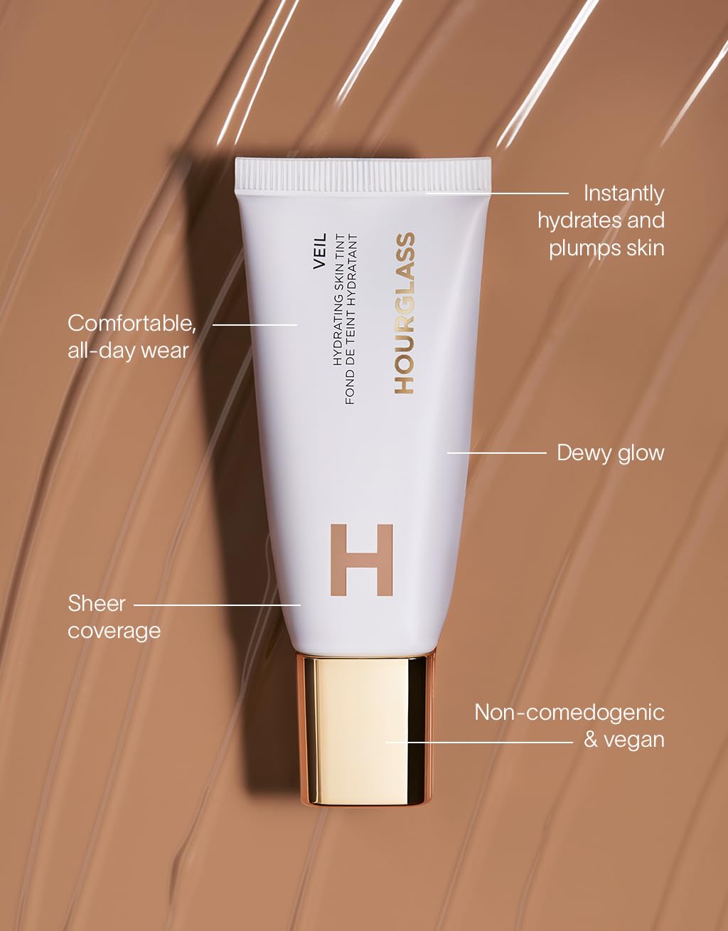 Hourglass Éclat Naturel Visage – fini lumineux et soin hydratant intégré.