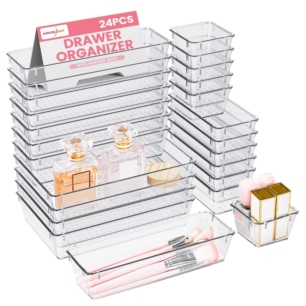 HOUSE DAY Organisateur tiroirs maquillage 4 tailles, visibilité renforcée pour un rangement rapide.
