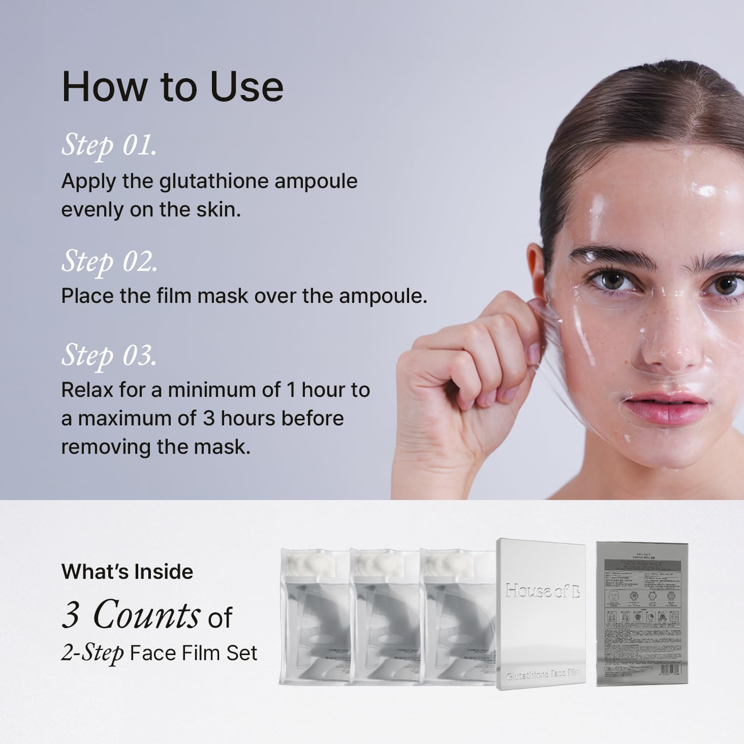 House of B Glow Glutathione – texture légère après application sur la peau.