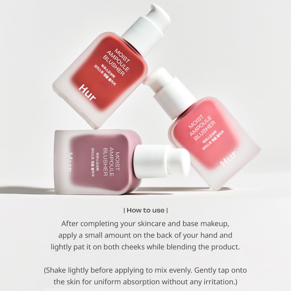 House of Hur Moist Ampoule Blusher Application sur joues naturelle.