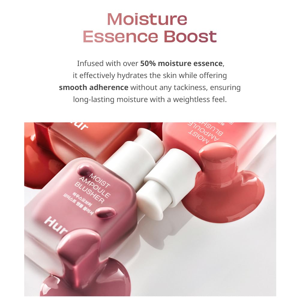 House of Hur Moist Ampoule Blusher Beige Nude sur joues, fini naturel.