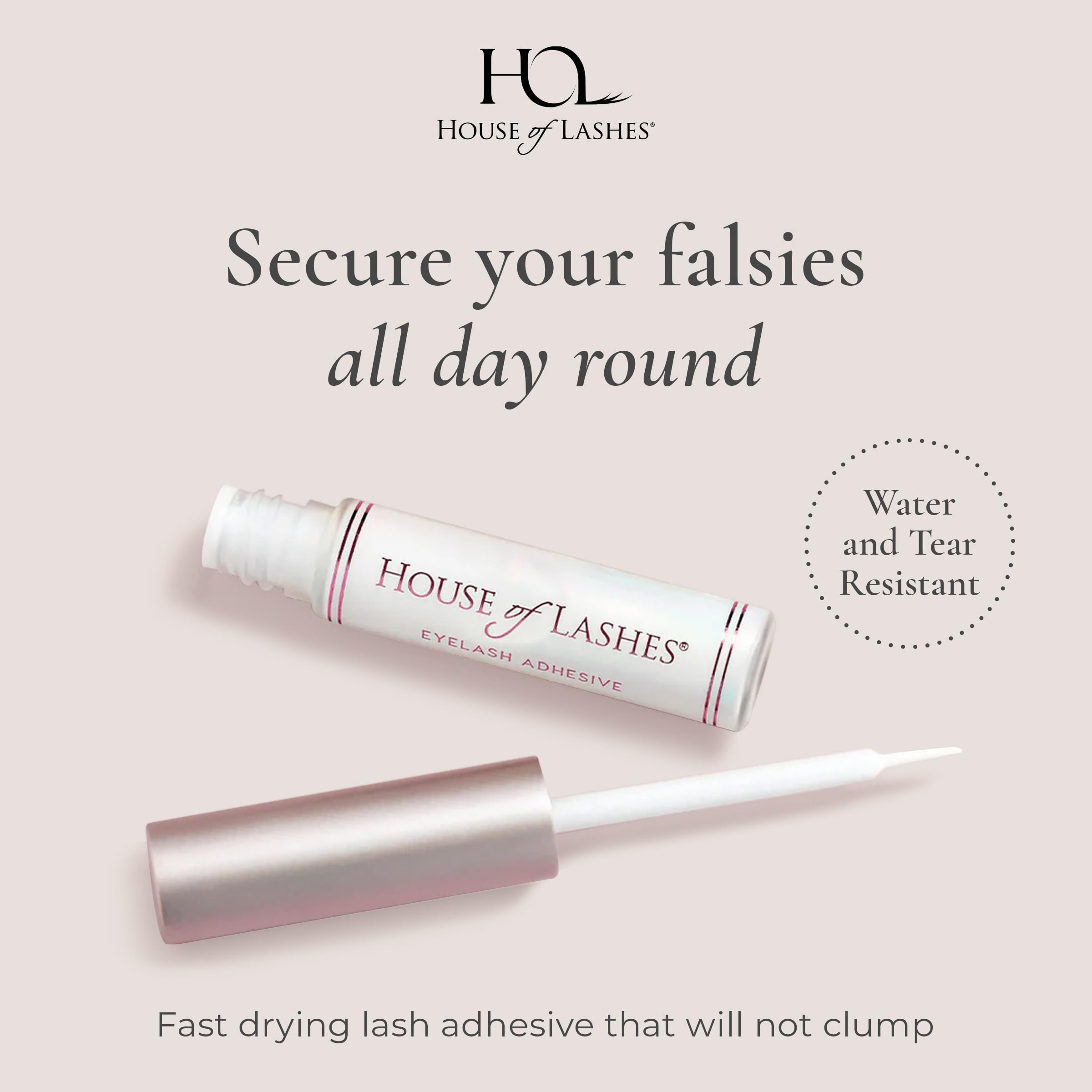 House of Lashes Glue dries clear for a natural look on strip lashes.