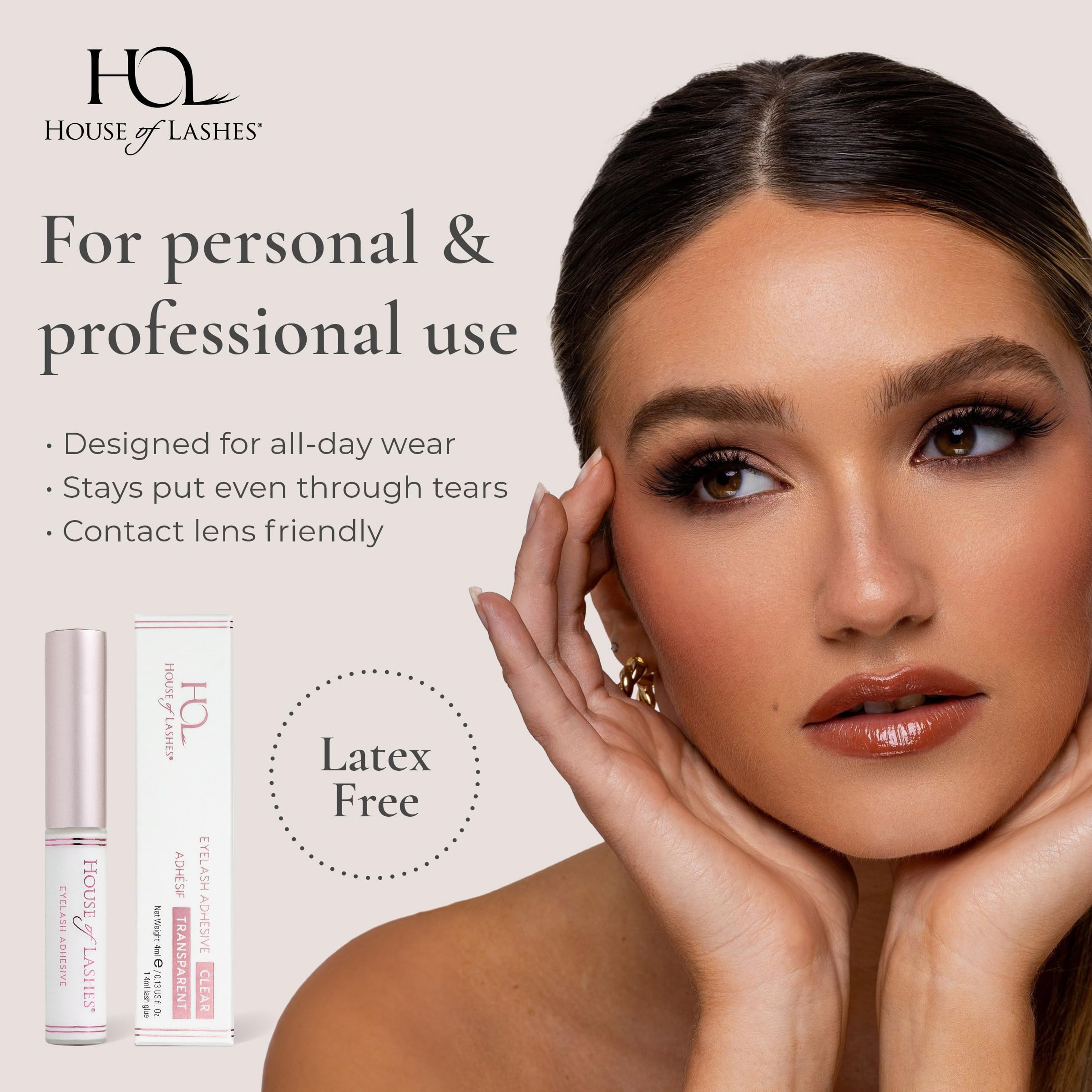House of Lashes Glue precision brush enables mess-free, easy application.