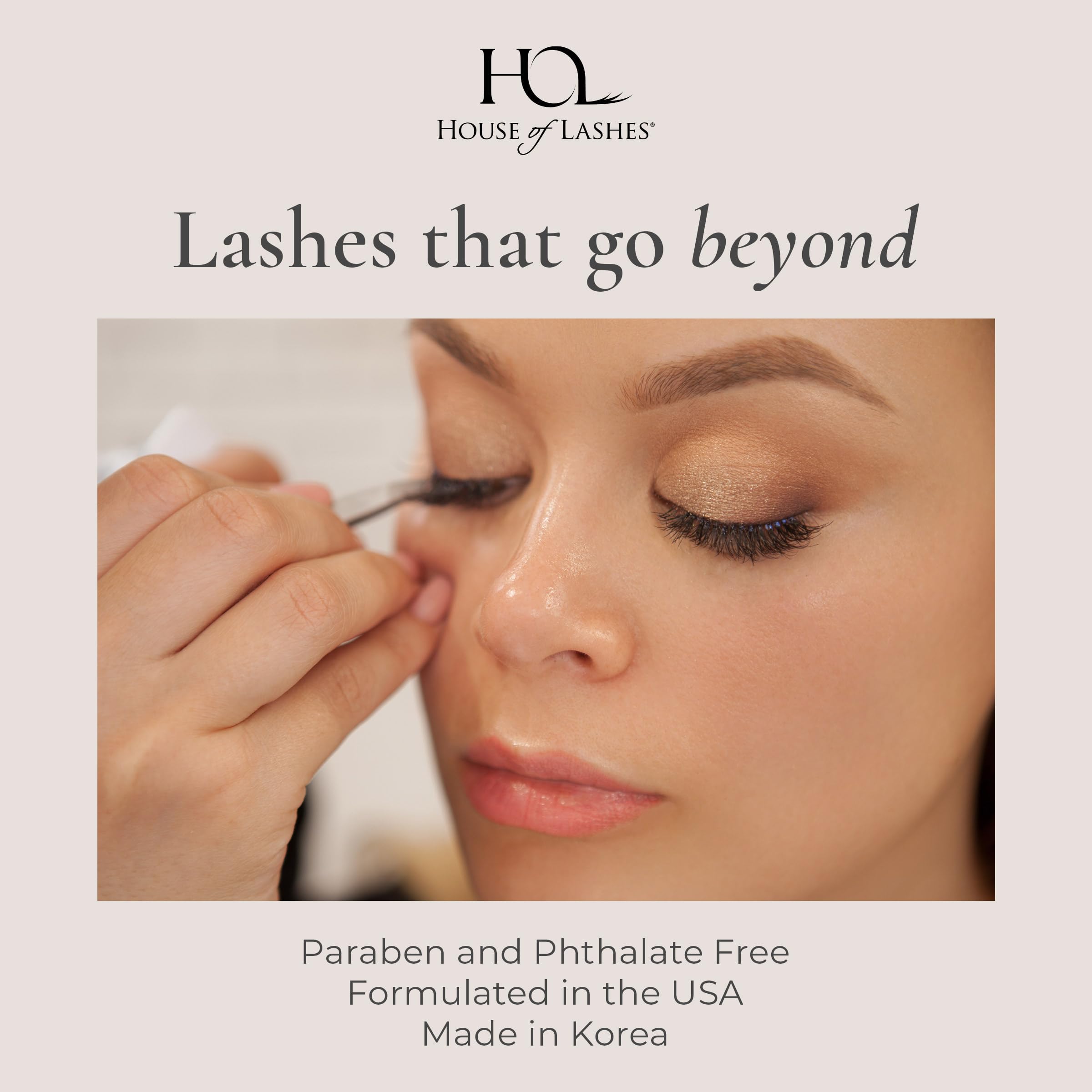 House of Lashes Glue crafted for sensitive eyes with latex-free formula.