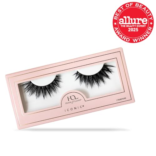 House of Lashes Iconic: fibres 3D en croisement pour volume naturel.