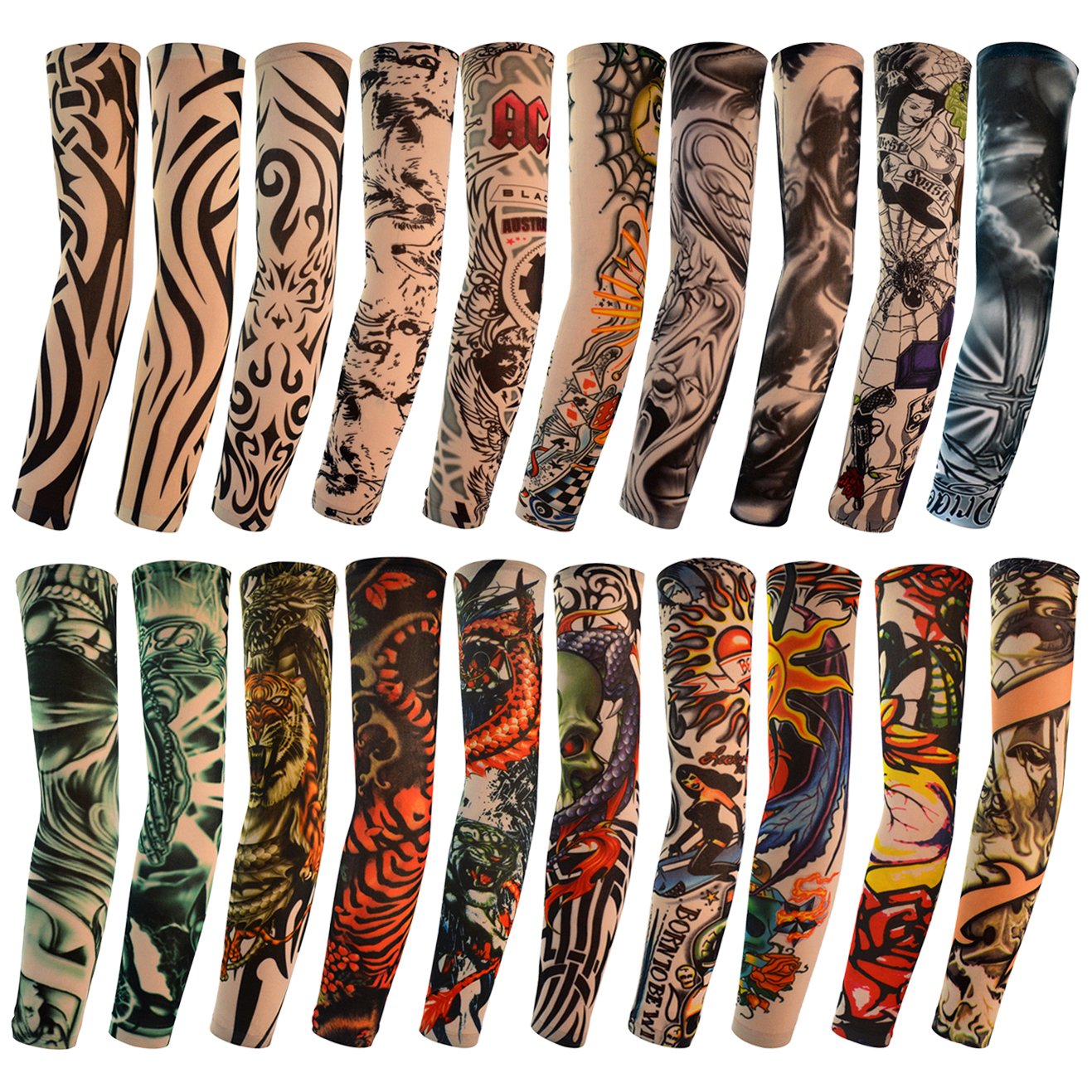 HOVEOX manche tatouage bras tigre pour un style audacieux et protection solaire légère.