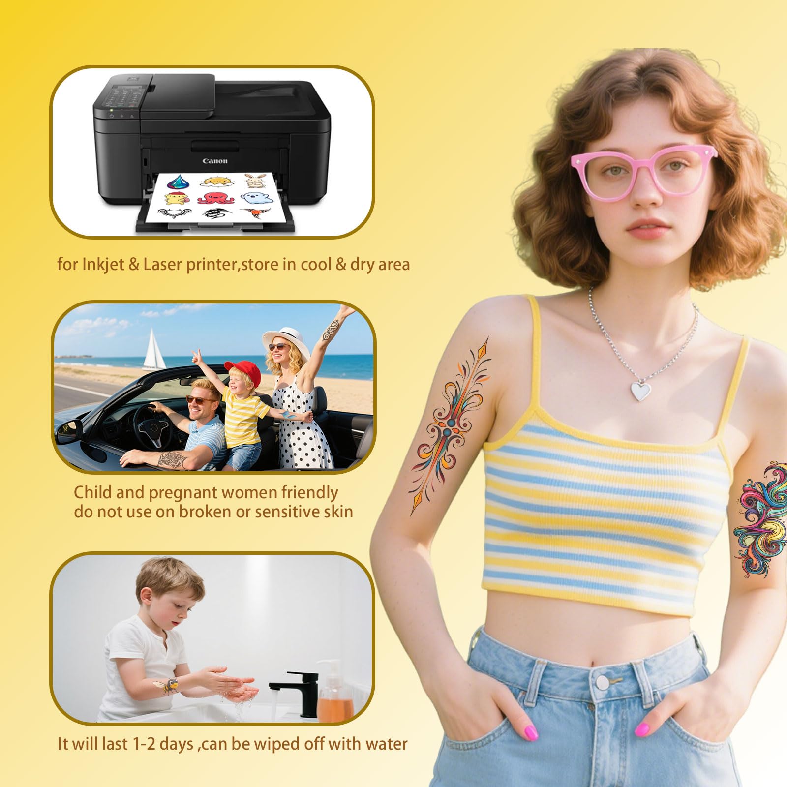 Hoxemator ensemble de six feuilles tatouage temporaire parfait pour projets faits maison
