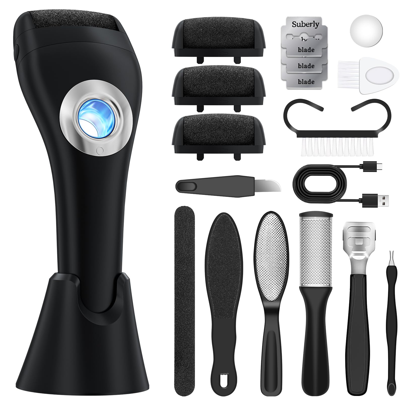 Hoxida Callus Remover pieds, vue avant, peau plus lisse après soin.