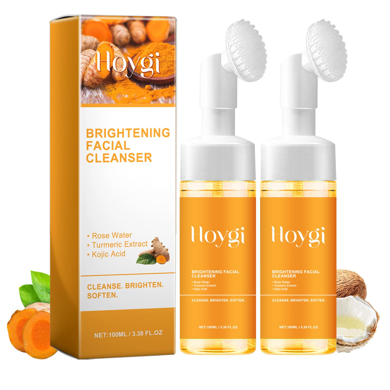 HOYGI Turmeric Face Wash avec brosse – nettoyage en profondeur en douceur.