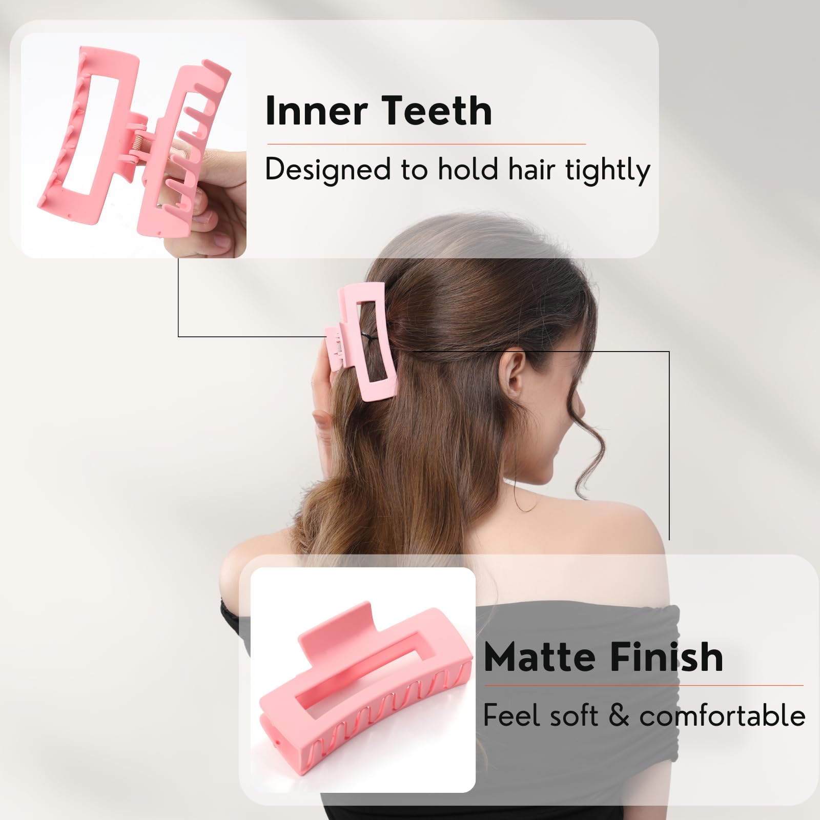 HQ-SITE pinces-cheveux carré rose matte accessoire élégant pour coiffure rapide