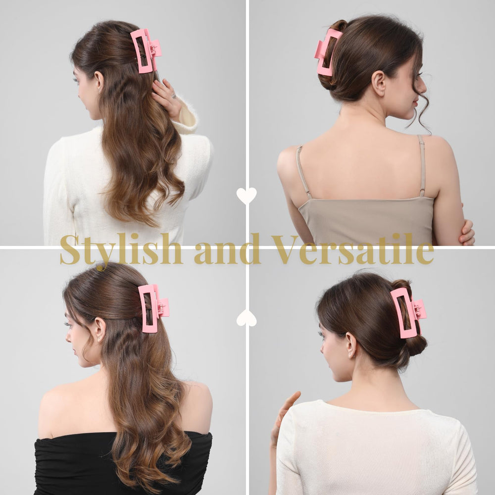 HQ-SITE pinces-cheveux carré rose matte ouverture généreuse adaptée à diverses longueurs
