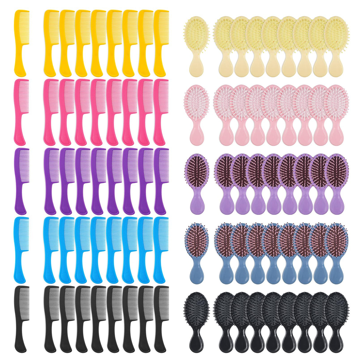 HQSLsund ensemble brosses et peignes 50 pièces, parfait pour voyage et dons