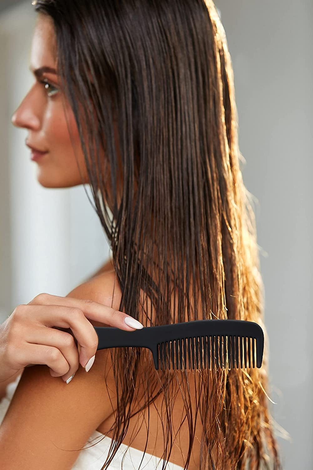 HQSLsund peigne cheveux noir design dents larges pour démêlage facile