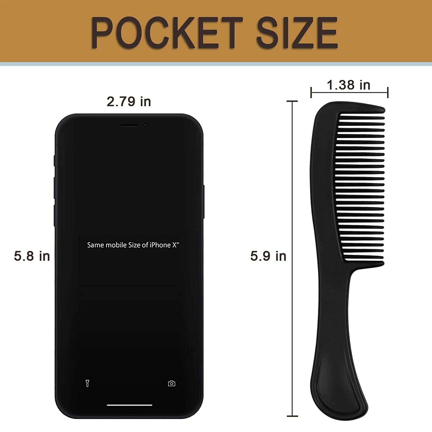 HQSLsund peigne cheveux noir hygiène individuelle emballage jetable pratique