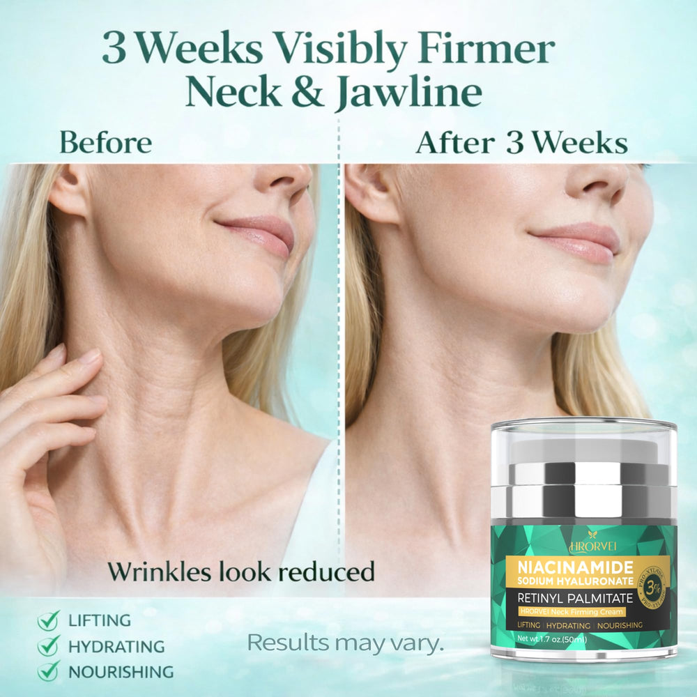 Hrorvei neck-jawline firming-application demonstrates smoothing and lift potential