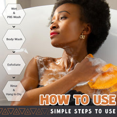 Éponge-réseau africain Hrsqu couleurs vivantes pour différencier les routines de douche.