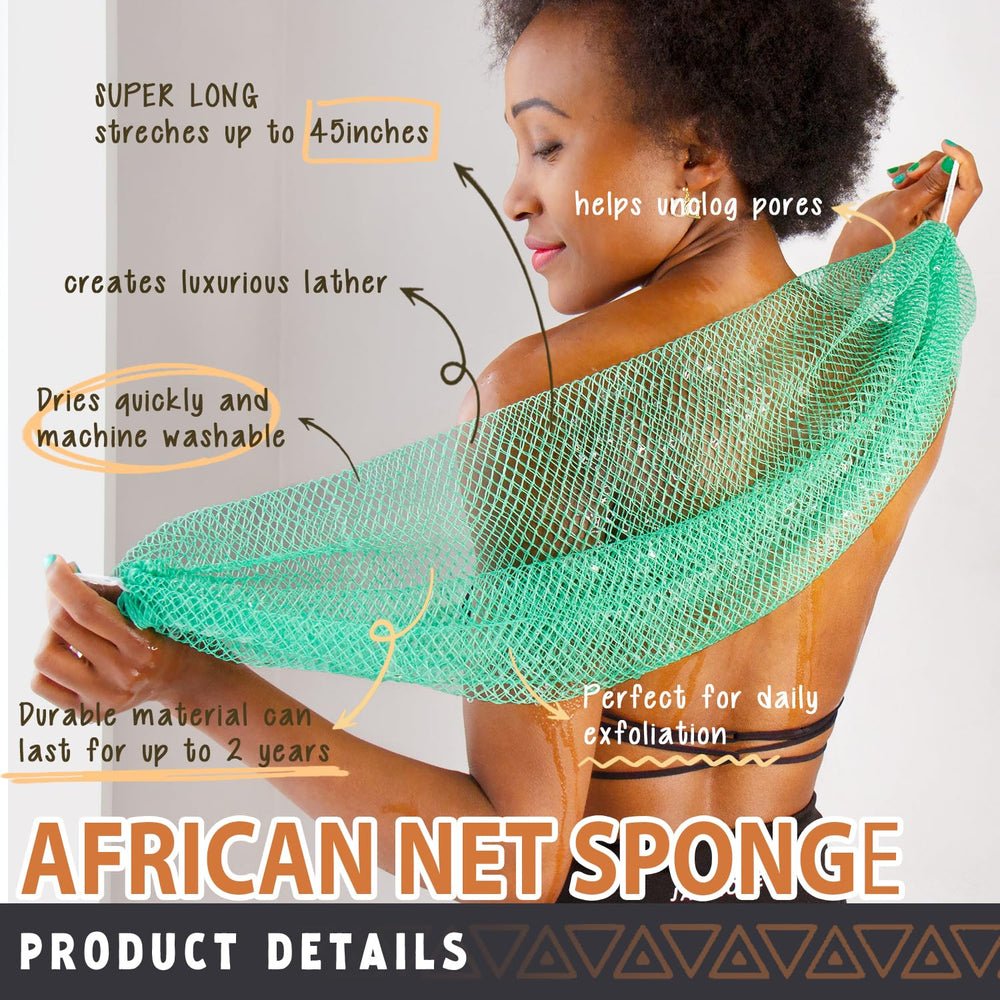 hrsqu net africain exfoliant avec noeuds pour nettoyer en profondeur les pores.