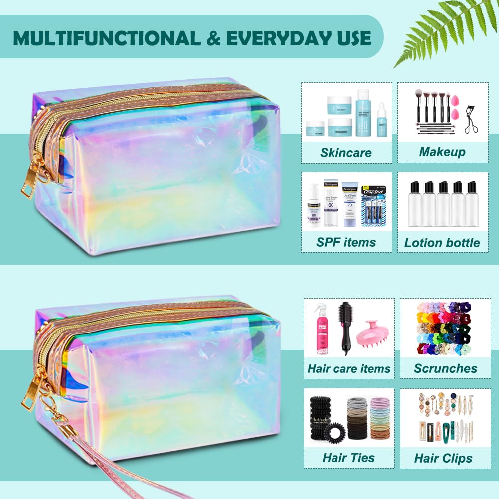 Etui beauté HRX Package transparent holographique, rangement rapide lors de déplacements