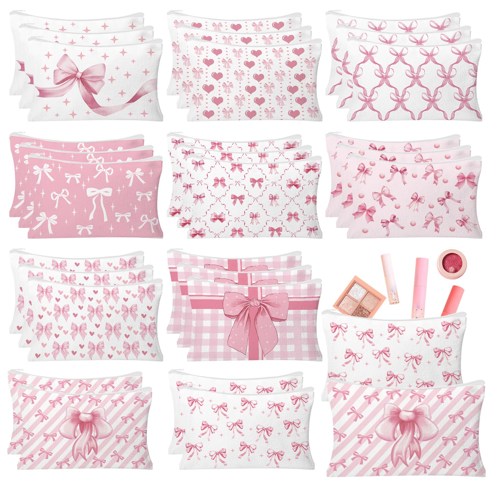HSDSH pochette coquette noeud rose parfaite pour maquillage et rangement en voyage