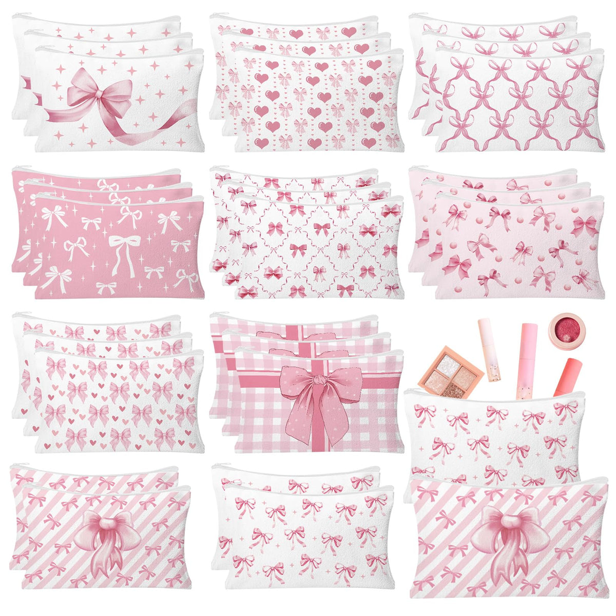 HSDSH pochette coquette noeud rose parfaite pour maquillage et rangement en voyage