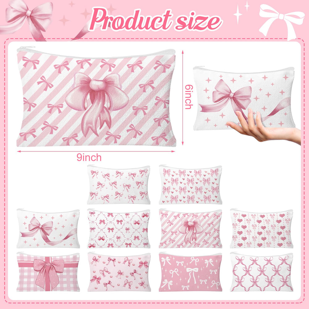 HSDSH pochette coquette noeud rose durable et lavable pour essentiels beauté