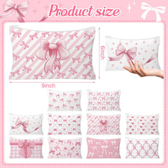 HSDSH pochette coquette noeud rose durable et lavable pour essentiels beauté