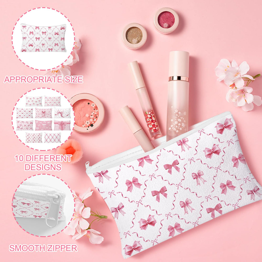 HSDSH pochette coquette noeud rose design élégant pour organiser crayons et petits accessoires