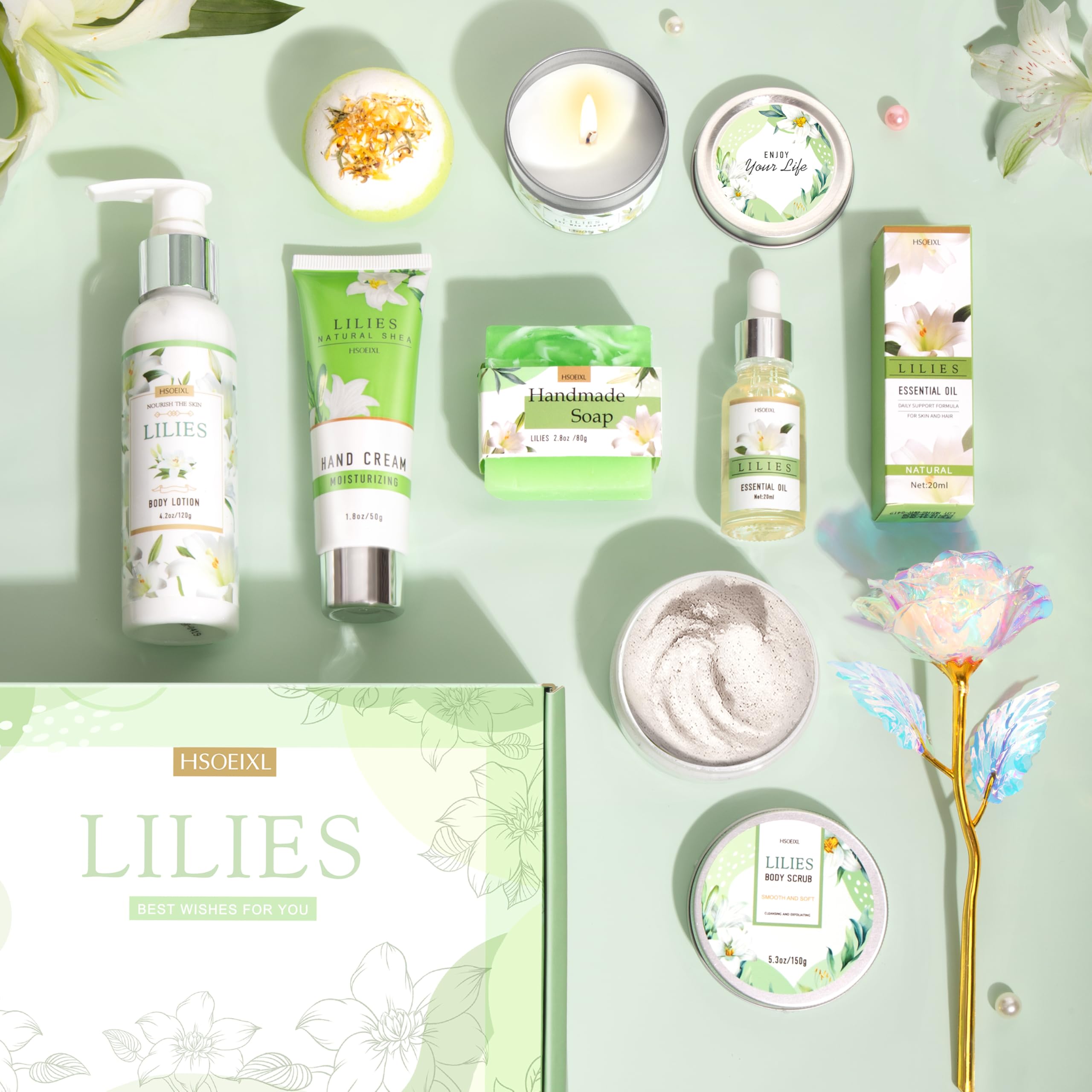 HSOEIXL crème mains et lotion corps lys, hydratation douce.