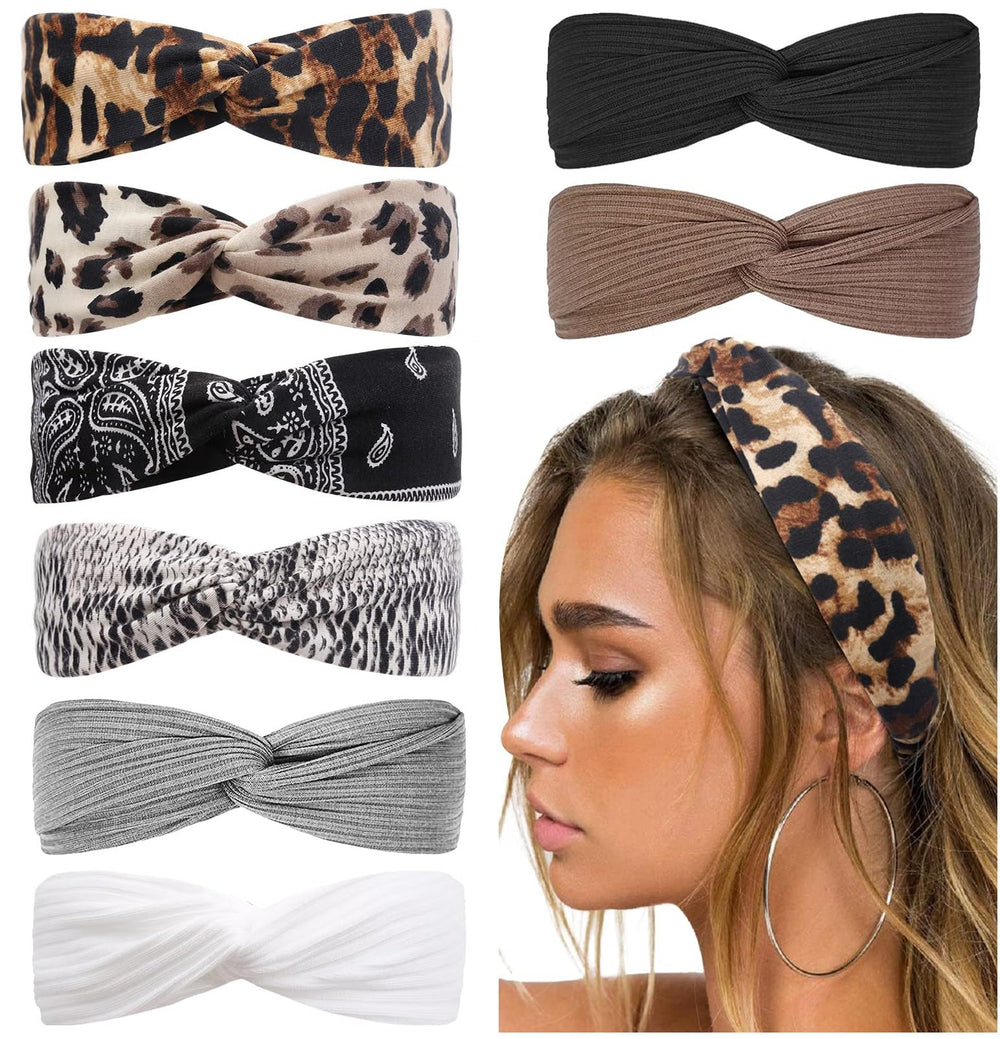 Huachi bandeau boho imprimé guépard, pratique et confortable pour les cheveux au quotidien.