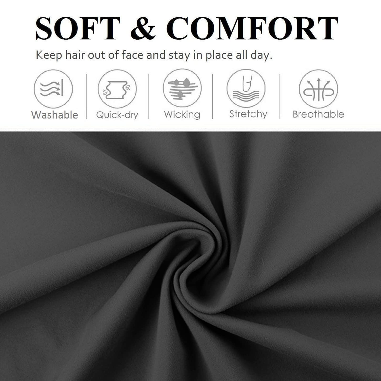 Huachi bandeau cheveux confort et absorption de sueur pour toutes les coiffures.