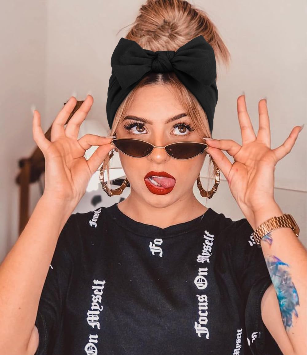 Huachi bandeau turban noeud arriere, couvre le front avec style.
