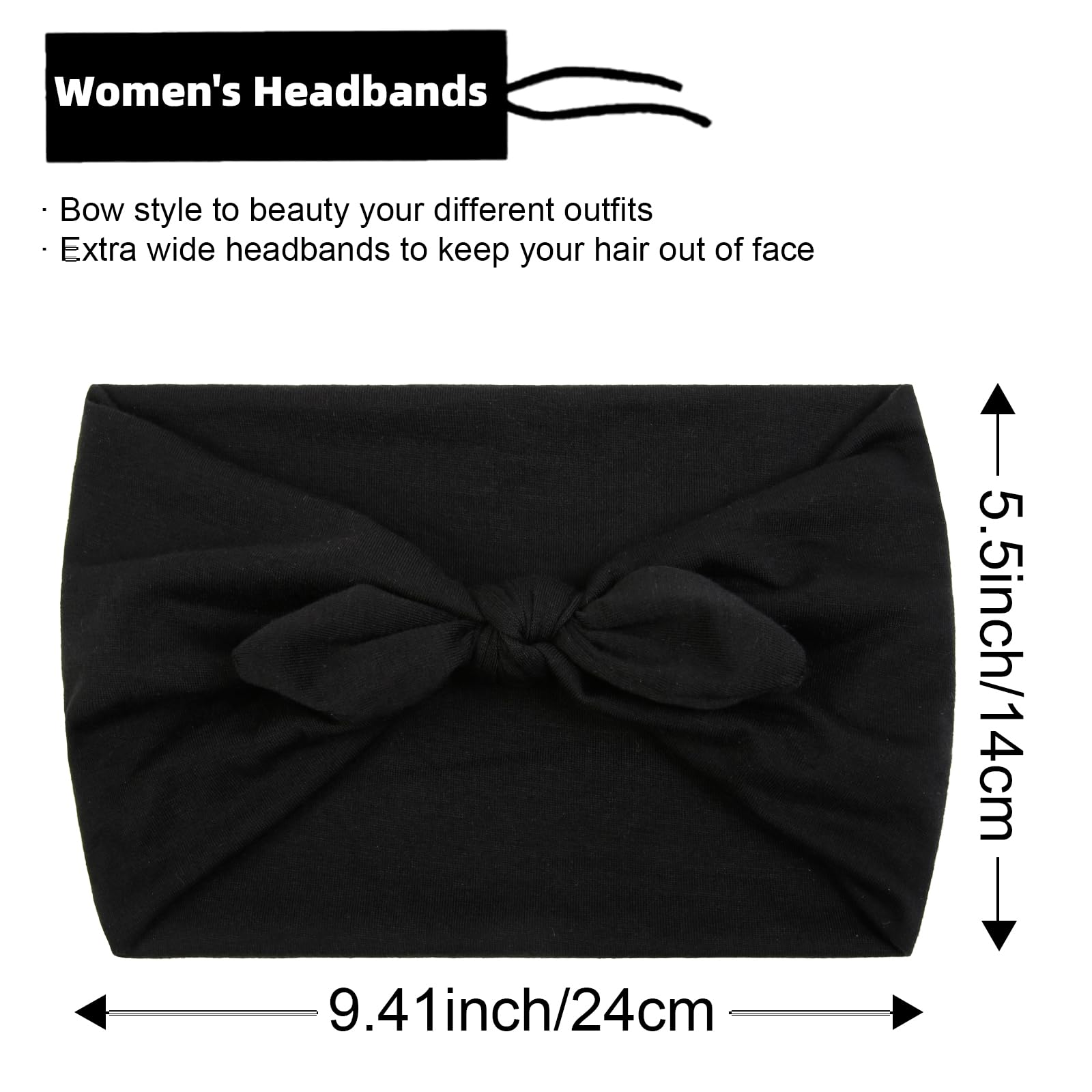 Huachi bandeau cheveux, nœud ample, porté devant ou derrière
